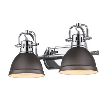 Golden 3602-BA2 CH-RBZ - Yep by Golden Lighting Duncan 2-light Vanity in Chrome and Rubbed Bronze shade
